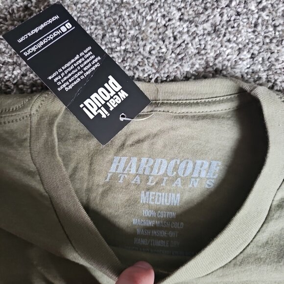 NWT Hardcore Italians Olive Green Size Medium Short Sleeve Double Sided Shirt - Picture 6 of 8